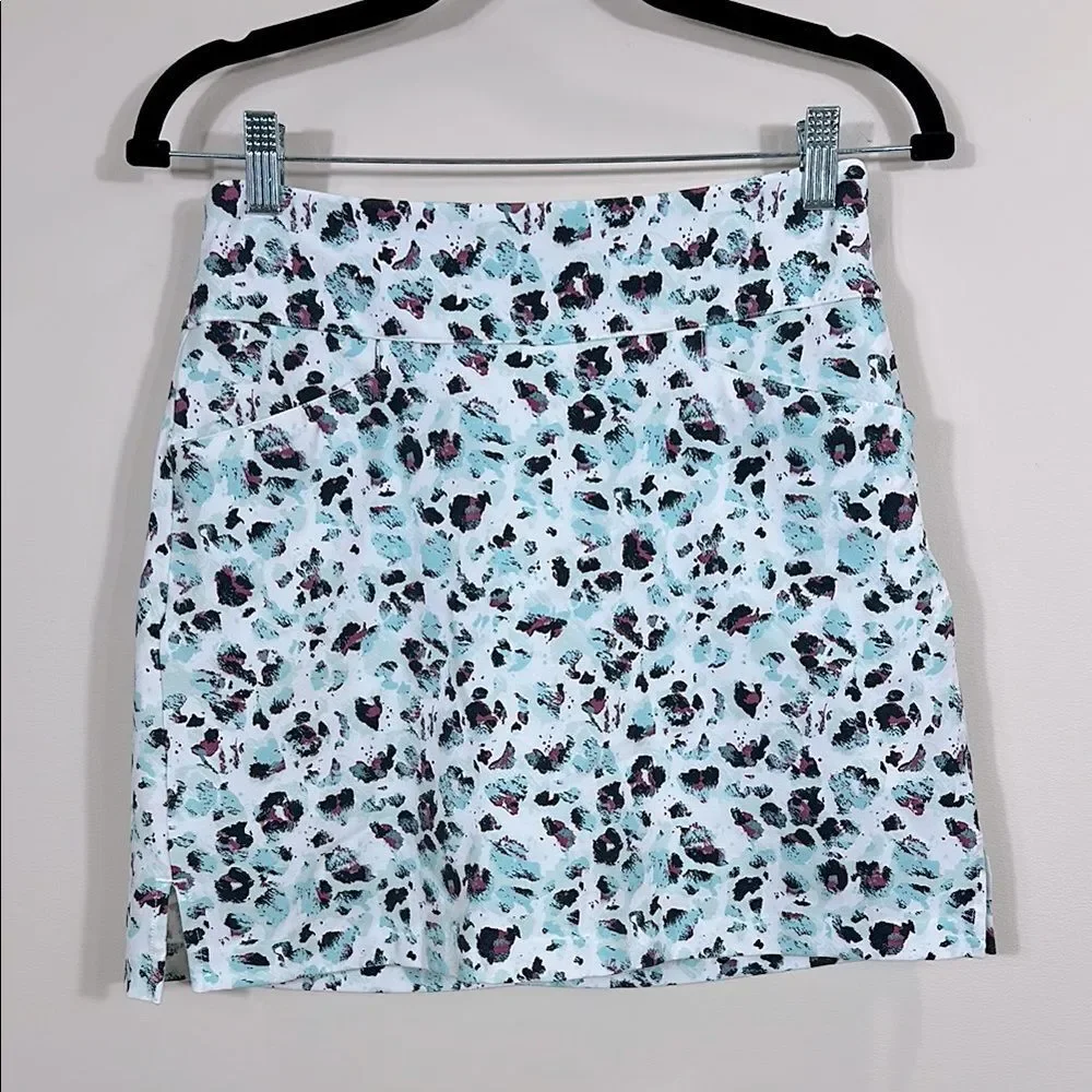 Lady Hagen Sea Glass Blue Leopard Print Golf Skort Performance Women Size Small